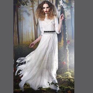 Alice + Olivia Victoriana White Lace Maxi Dress 6